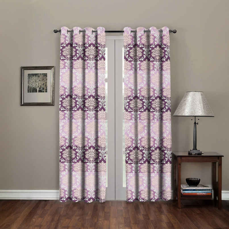 BAY6 Microfiber Cotton Door Curtains | Set of 2 | 9x4 ft | Pink
