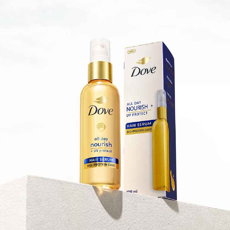 Dove All Day Nourish + Uv Protect Hair Serum For All Hair Types With Bio Protein Care