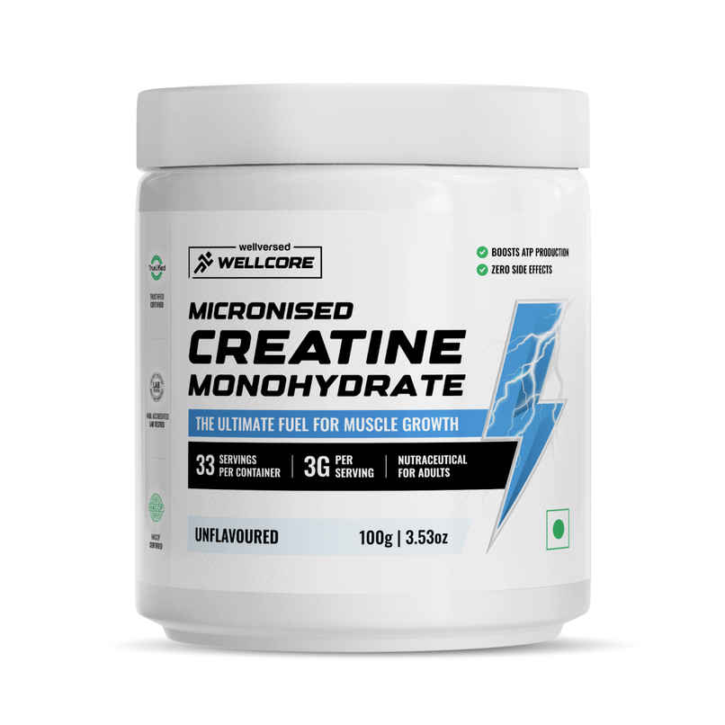Wellcore - Micronised Creatine Monohydrate (100G, 33 Servings) | 100% Pure Creatine | Unflavored