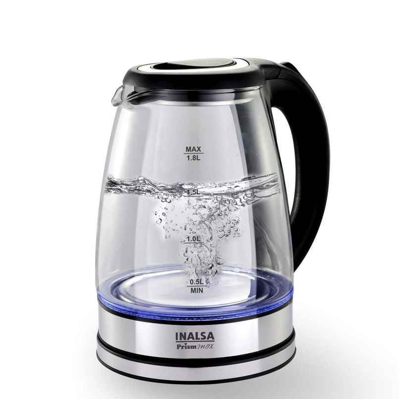INALSA Electric Kettle for Hot Water,Prism Inox 1.8 L Capacity,LED Illumination & Boro-Silicate Body