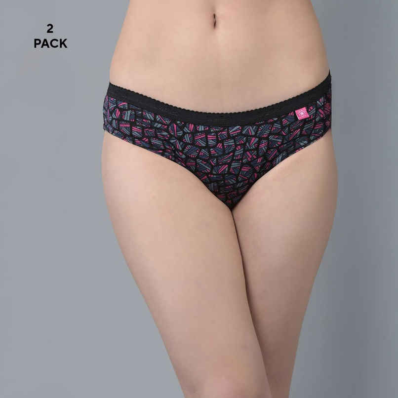 Dollar Missy Women's Combed Deep Printed Outer Elasticated Bikini Panty | Pack Of 2 Assorted - M