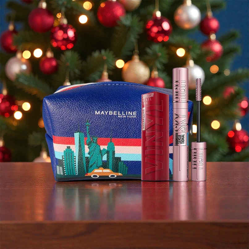 Maybelline New York Suhana'S Glam Kit - Super Stay Vinyl Ink Shade Lippy & Lash Sky High Mascara