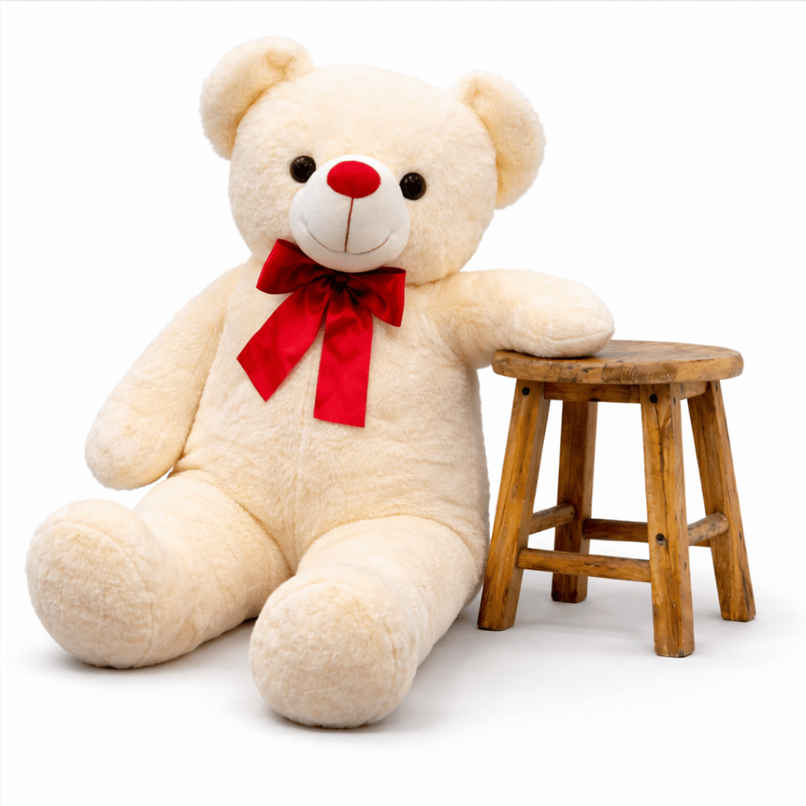 Toytales Soft Toy Cream Teddy Bear | Plush Stuffed Animal With Ribbon| Cute Toys For Girls 90 cm Toytales Soft Toy Cream Teddy Bear | Plush Stuffed Animal With Ribbon| Cute Toys For Girls 90 cm