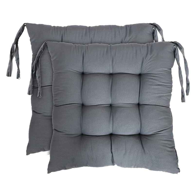 Kuber Industries Microfiber Square Chair Pad Seat Cushion | Car | Office | Dining |Grey | Pack of 2 Kuber Industries Microfiber Square Chair Pad Seat Cushion | Car | Office | Dining |Grey | Pack of 2