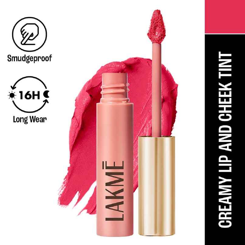 Lakme Double Duty Lip & Cheek Mousse Matte Lipstick & Soft Blush, Plum Feather