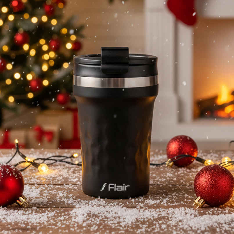 FLAIR Crest Stainless Steel Insulated Coffee Mug | Matt Black - 325 ml FLAIR Crest Stainless Steel Insulated Coffee Mug | Matt Black - 325 ml