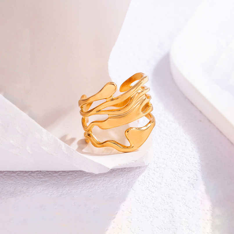Label She Gold Plated Anti Tarnish Stainless Steel Adjustable Ring | LS-RNG-72163