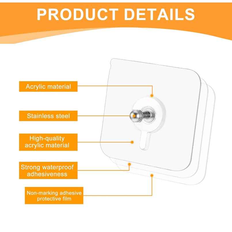 Zulaxy Adhesive Screw Wall Hooks | Waterproof Heavy|Duty No Drill Hooks for Multipurpose Use