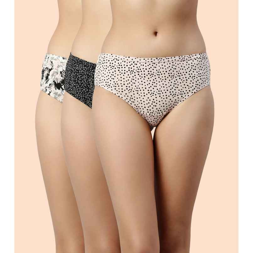 Enamor Women's CH03 Printed Stretch Cotton Hipster Panty | Mid Waist | PO3 | Assorted | XL