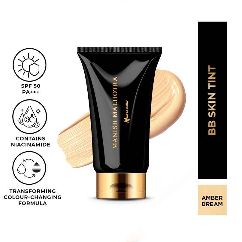 Manish Malhotra BB Skin Tint for Makeup | SPF 50 PA+++ | Adapts to you Skin Tone | Amber Dream