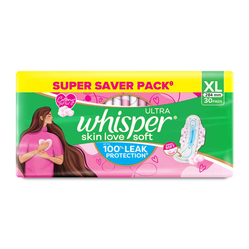 Whisper Ultra Skin Love Soft Sanitary Pads for Women | XL 