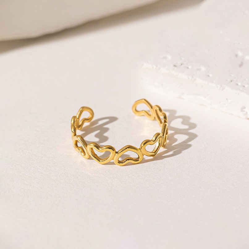Label She Gold Plated Anti Tarnish Stainless Steel Heart Themed Adjustable Ring | LS-RNG-72160