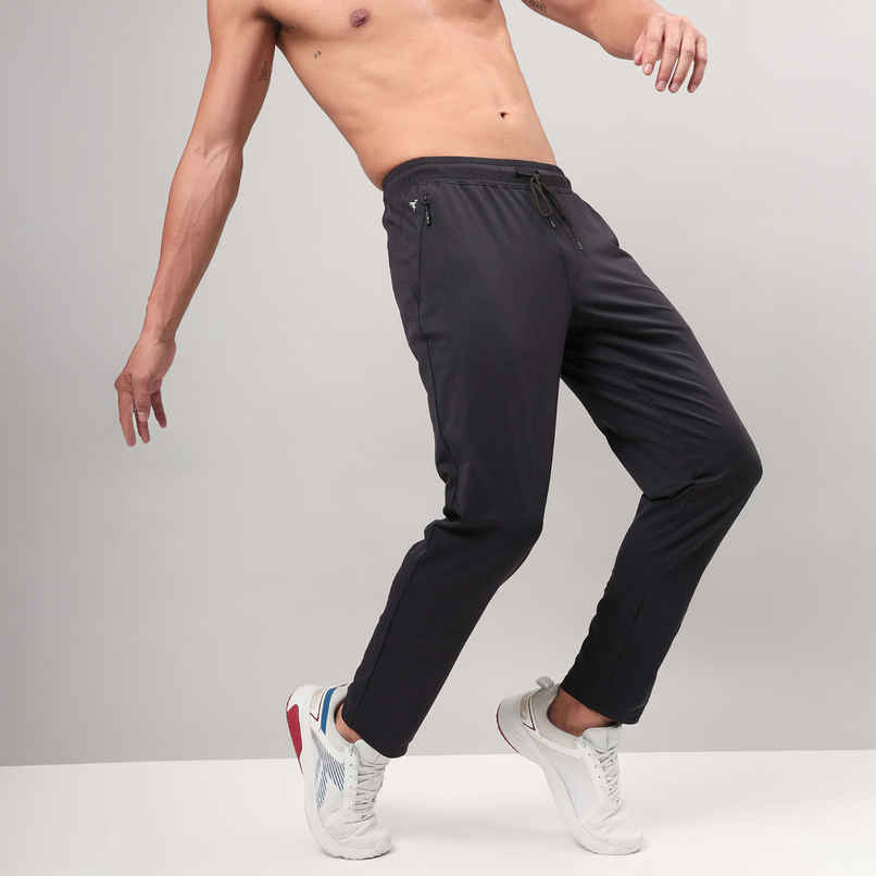 Technosport Men Poly Solid Relax Fit Sports Trackpants with DURACOOL+ | Black | L