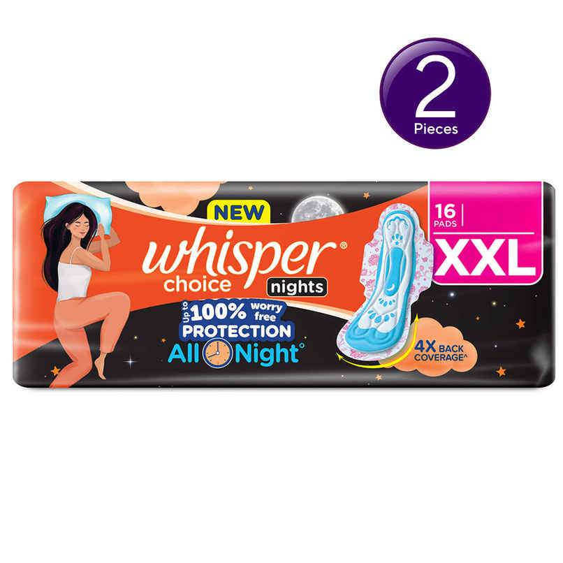 Whisper Choice Ultra Overnight Sanitary Pads | XXL | 16 pcs Combo Whisper Choice Ultra Overnight Sanitary Pads | XXL | 16 pcs Combo
