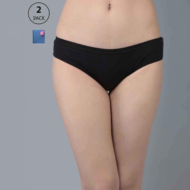 Dollar Missy Women's Combed Cotton Solid Outer Elasticated Bikini Panty | Pack Of 2 | Assorted | L