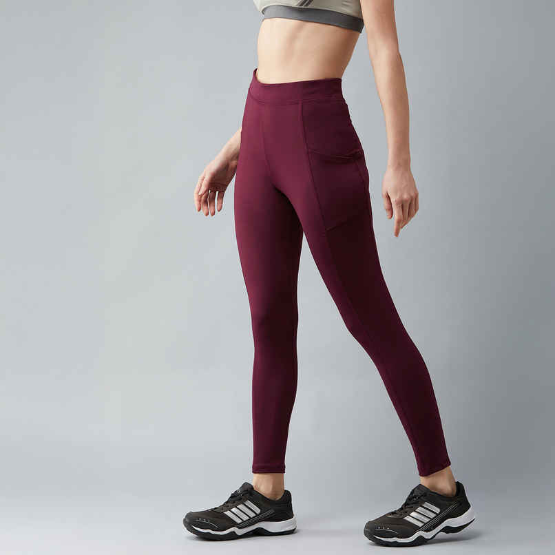 Blinkin Women's Gym Pants & Tights - Maroon | Workout | With Side Pockets | S