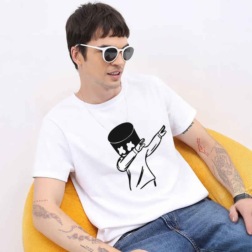 De Tees Men's Half Sleeve T-shirt | MHS-MARSH | White - S