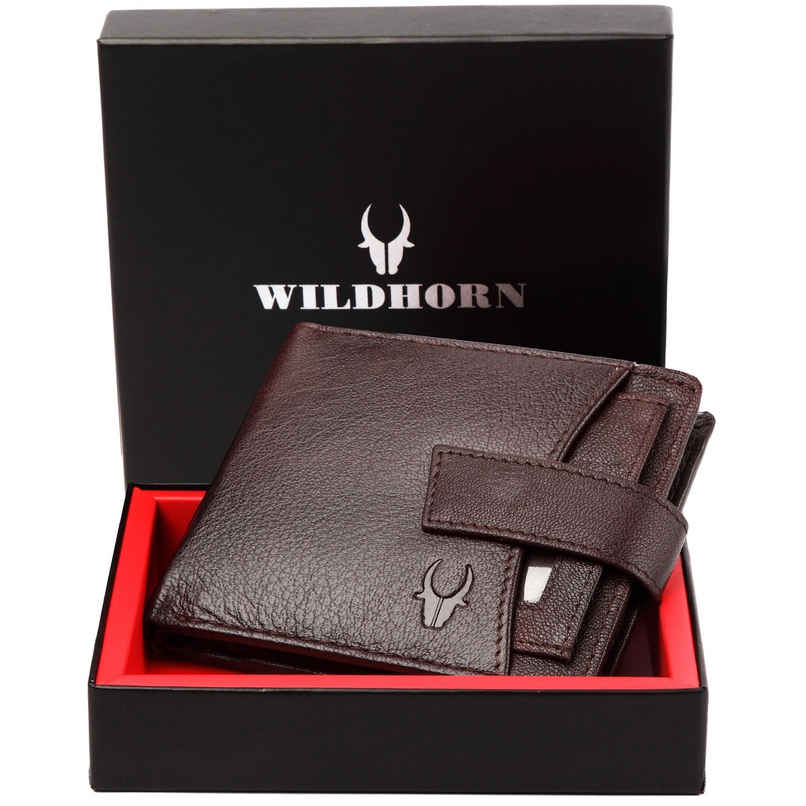 Wildhorn Men's Solid Leather Bi-Fold Wallet | Maroon - One Size