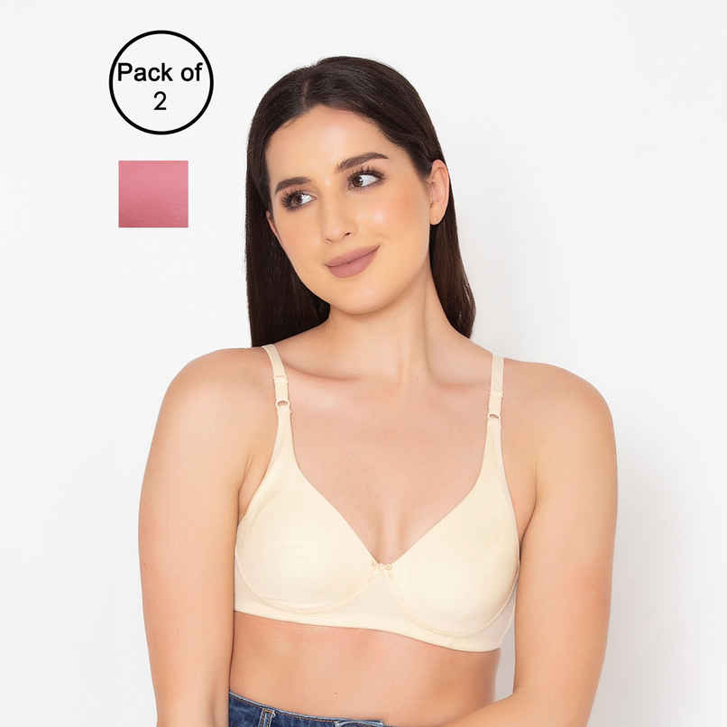 Clovia Women Non-Padded Non-Wired Full Cup T-Shirt Bra - Beige, Light Pink | 32D