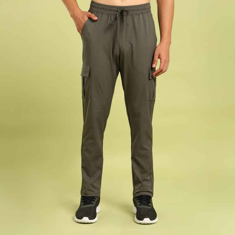 Technosport Men Poly Solid Relax Fit Sports Cargo Trackpants with TS FLEXI | Beetle | M