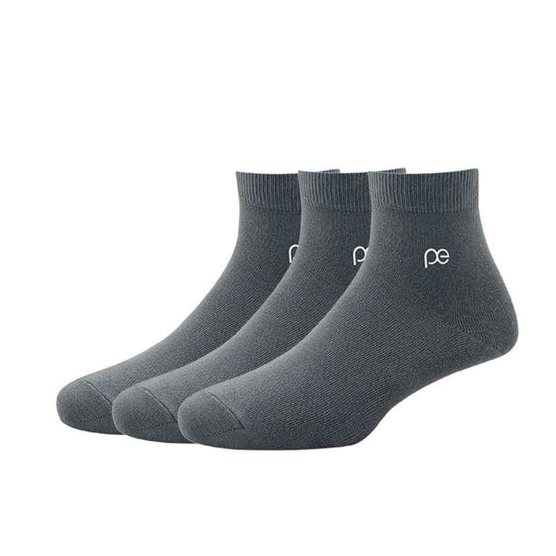 Peter England Men's Solid Cotton Quarter Socks | Dark Grey - Free Size