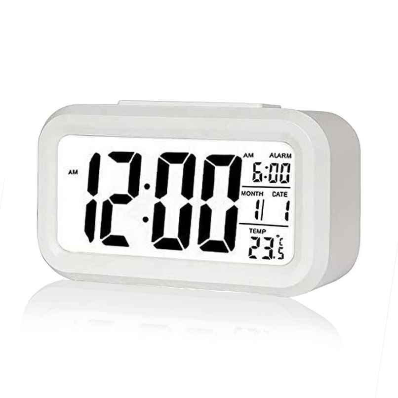 Perpetual Automatic Sensor, Time, Date & Temperature Clock | White | 9 x 5 cm