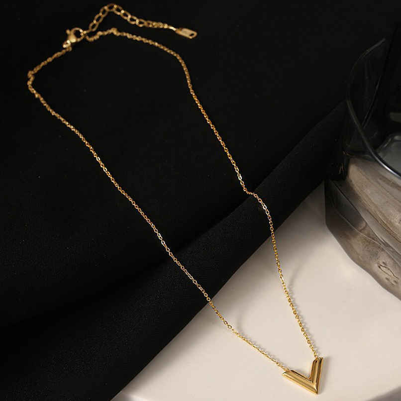 Label She Gold Plated Stainless Steel Anti Tarnish V-Shaped Pendant Necklace | LS-PS-26448