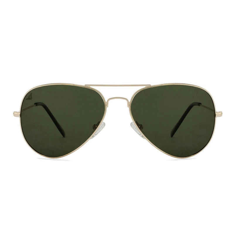 Vincent Chase By Lenskart Unisex Solid Metal Aviator Sunglasses | Green and Gold - M