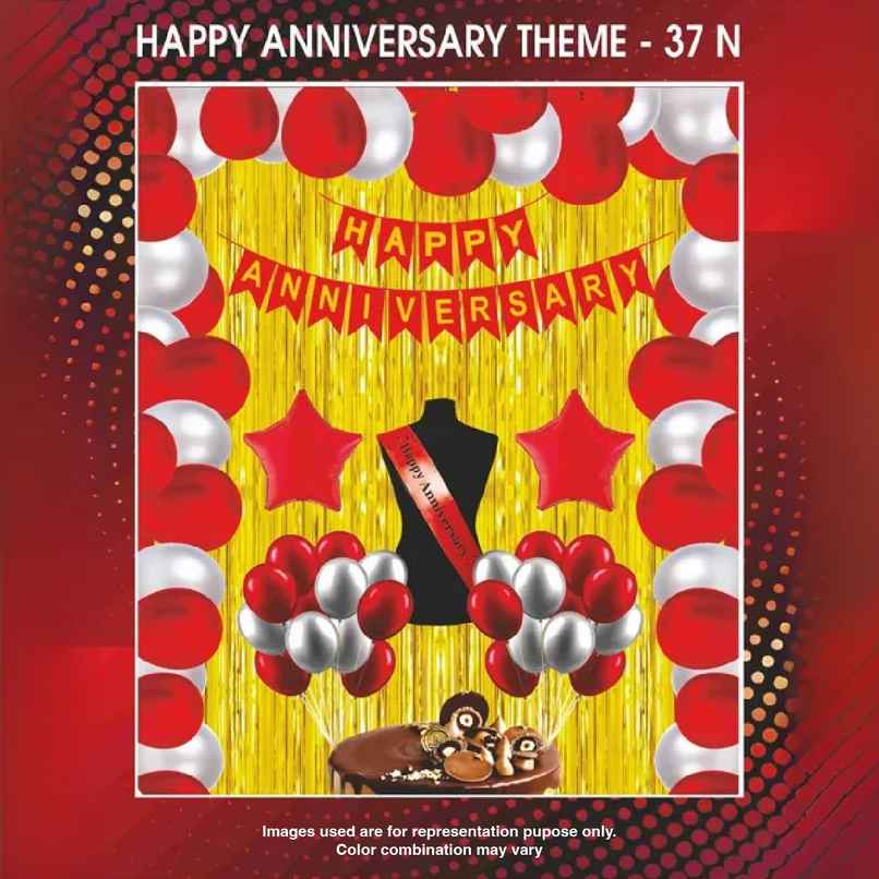 Happy Anniversary Theme Decoration Kit | Assorted Colours | Let's Vybe