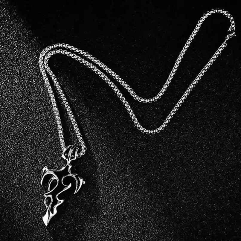 Fashion Frill Men's Flame Cross Pendant Chain Silver Onesize