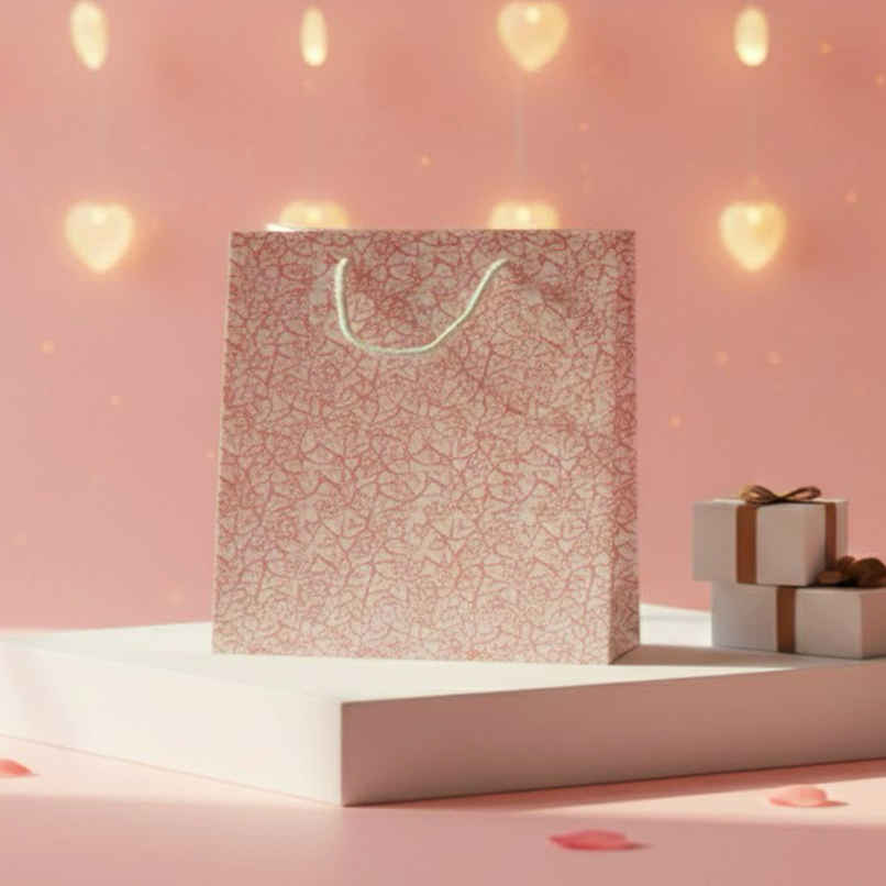 Pink Line Heart Gift Bag | 14 x 10 inch | Mad Over Prints