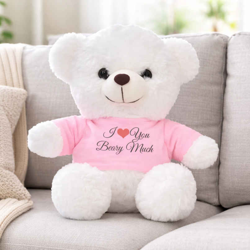 Fablue Soft Cuddly Teddy Bear Soft Toy for Kids | Ultra-Soft Plush Toy with Pink Shirt