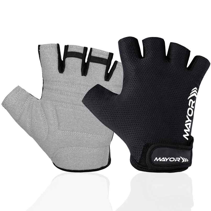 Mayor Shield Gym Gloves For Gym Workout, Weightlifting For Men And Women (Free Size, Black/Grey)