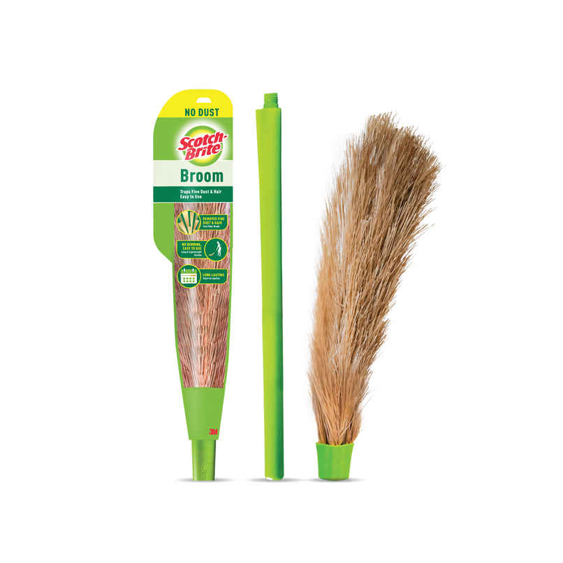 Scotch-Brite No-Dust Broom, Long handle, Easy floor cleaning (Multi-use)