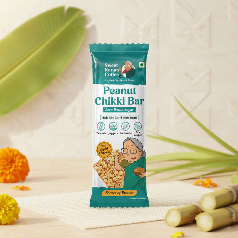 Sweet Karam Coffee Peanut Chikki Bar | No White Sugar