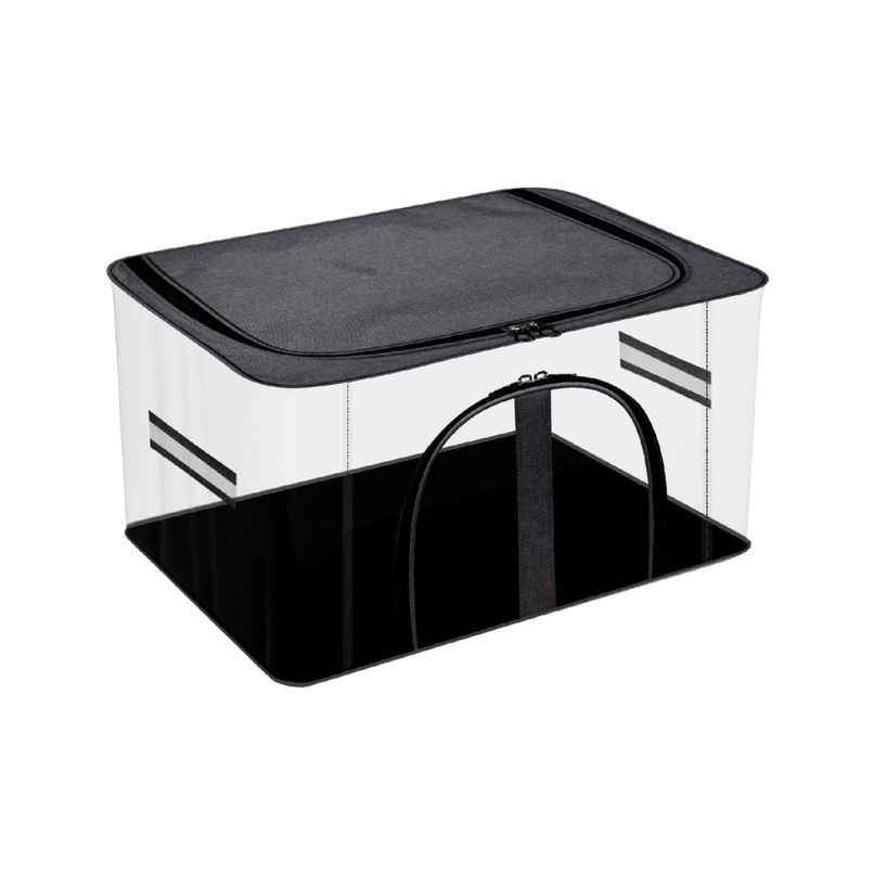 Kuber Industries PVC Transparent Cloth Storage Bag With Handle|Khadi U Zip|Dark Grey Kuber Industries PVC Transparent Cloth Storage Bag With Handle|Khadi U Zip|Dark Grey