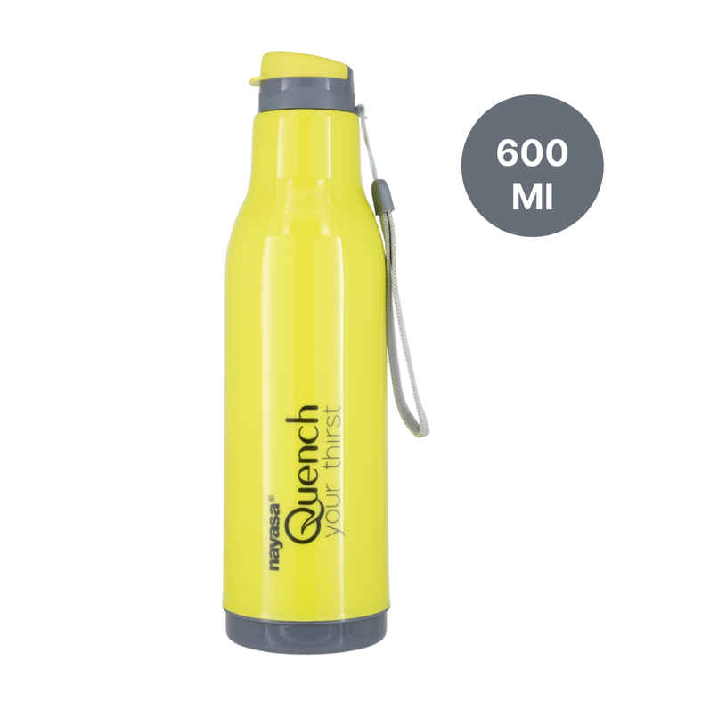 Nayasa Plastic Quench Water Bottle | Yellow | 600 ml