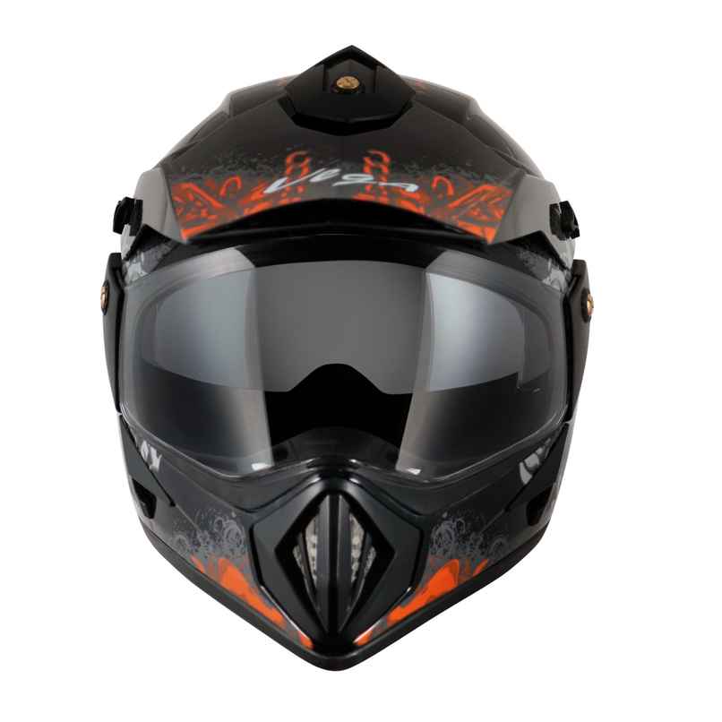 Vega Off Road D/V Gangster Lightweight Full Face Helmet- Black Orange - L Vega Off Road D/V Gangster Lightweight Full Face Helmet- Black Orange - L