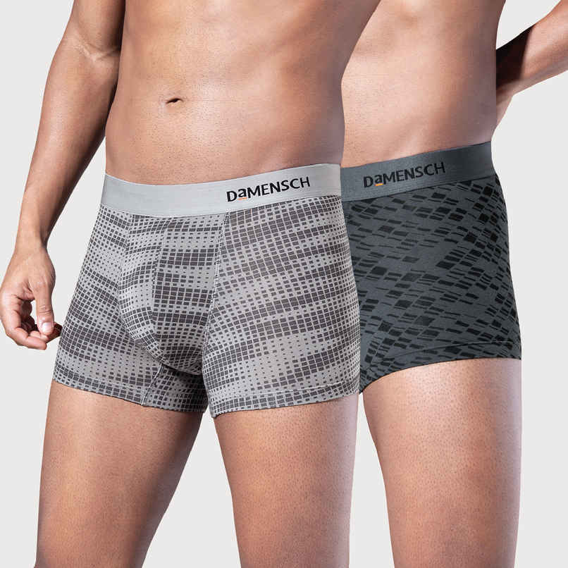 DaMENSCH Men's Modal Trunks | Silver and Grey - M DaMENSCH Men's Modal Trunks | Silver and Grey - M