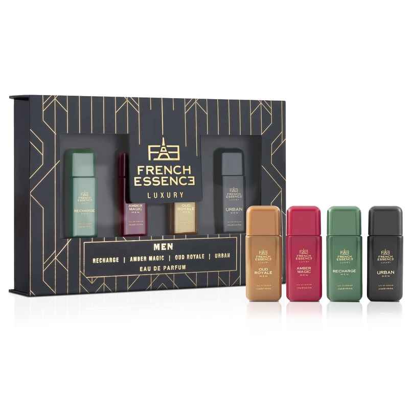 French Essence Gift Set - Edp | Men | Recharge | Amber Magic | Oud Royale | Urban French Essence Gift Set - Edp | Men | Recharge | Amber Magic | Oud Royale | Urban