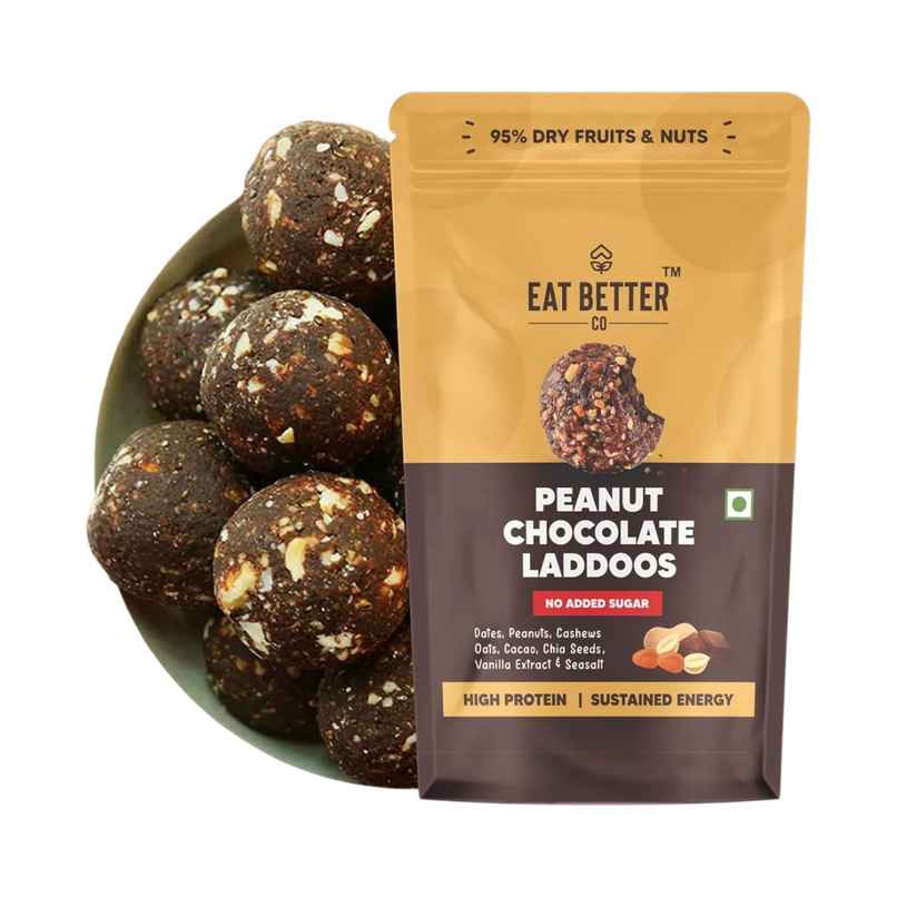 Eat Better Co - Peanut & Chocolate Laddoos - No Added Sugar - High Protein, 100% Natural
