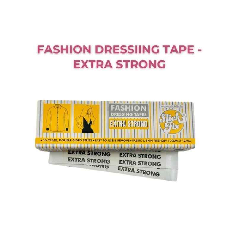Slickfix Extra Strong Fashion Dressing Tape Invisible Double-Sided Body Tape Fabric & Skin Friendly (Pack Of 18) Slickfix Extra Strong Fashion Dressing Tape Invisible Double-Sided Body Tape Fabric & Skin Friendly (Pack Of 18)