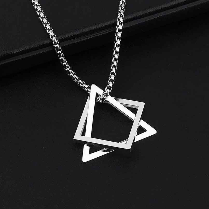 Fashion Frill Men's Triangle Pendant Chain Silver Onesize