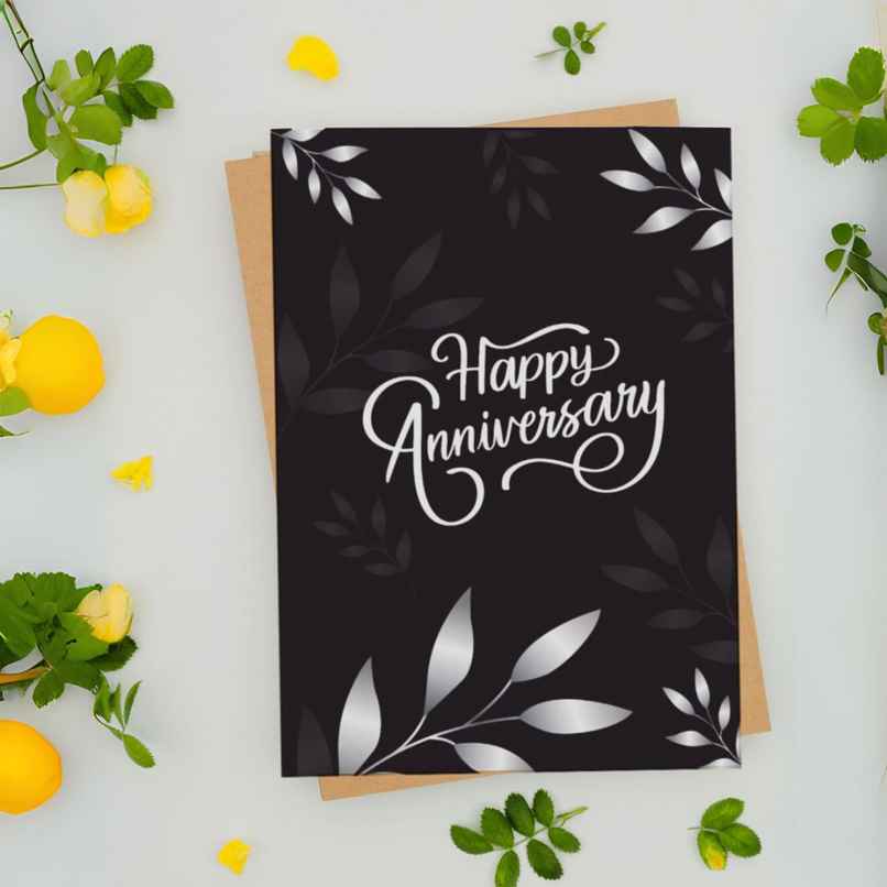 Mad Over Print Black Anniversary Card