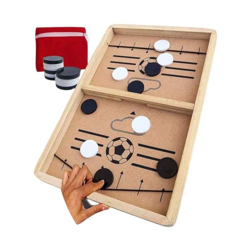Toyshine Junior Fast Sling Puck Game - Pine Wood String Hockey Fun