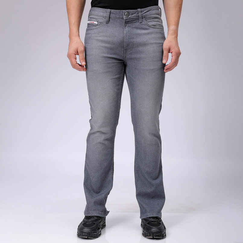 The Indian Garage Co Men's Slim Fit Solid Casual Regular Jeans | Grey | 34