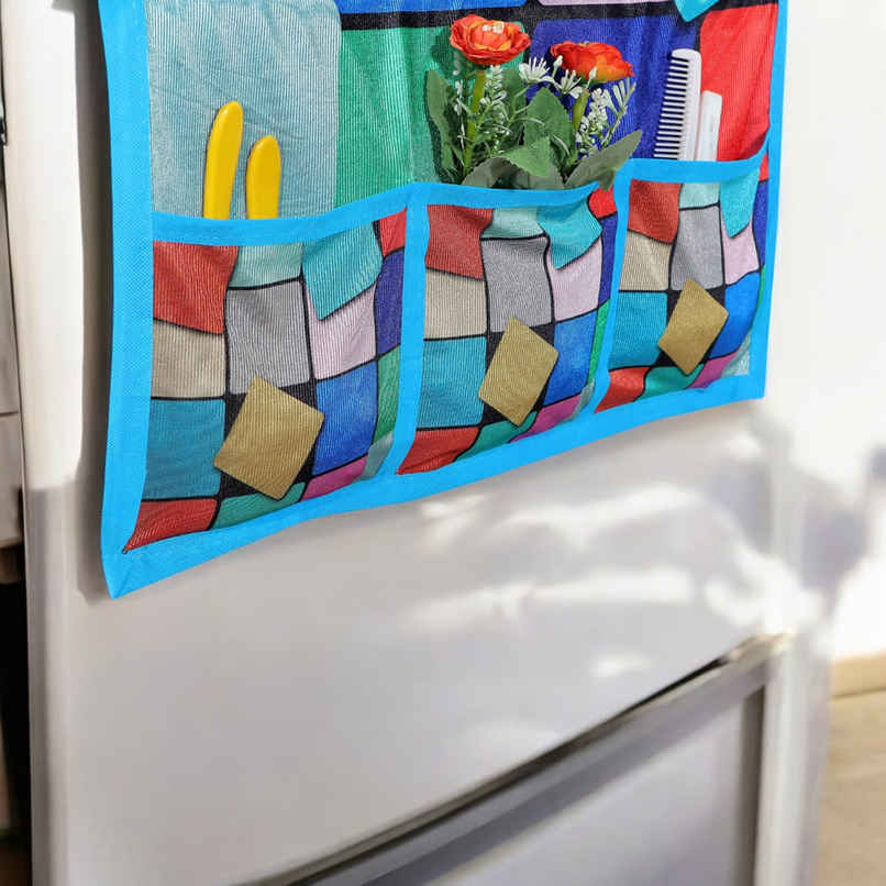 Homeharmony Multi Colour Floral Design Fridge Cover With Six Side Pockets Homeharmony Multi Colour Floral Design Fridge Cover With Six Side Pockets