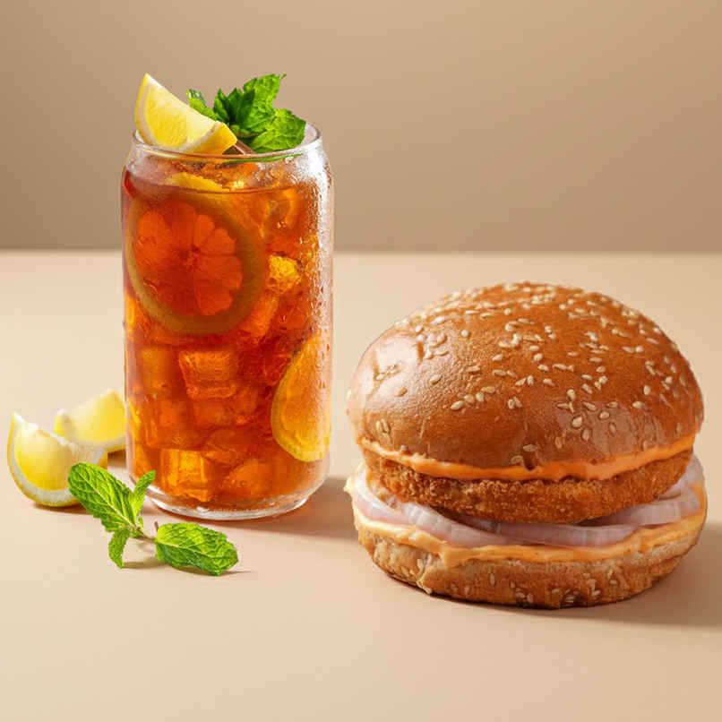 Veg Classic Burger + Lemon Iced Tea