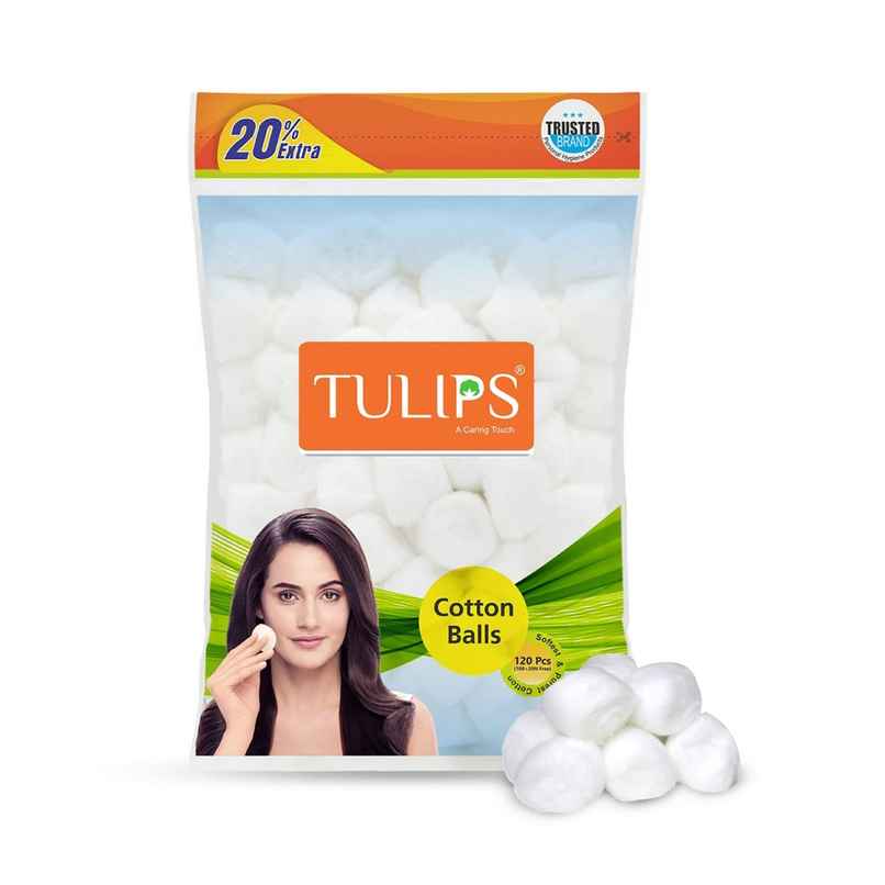 Tulips White Cotton Balls Pouch | Soft & Gentle