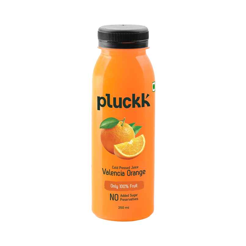 Pluckk Cold-Pressed Valencia Orange Fruit Juice | No Added Sugar | No Preservatives | Rich in Vitamin C